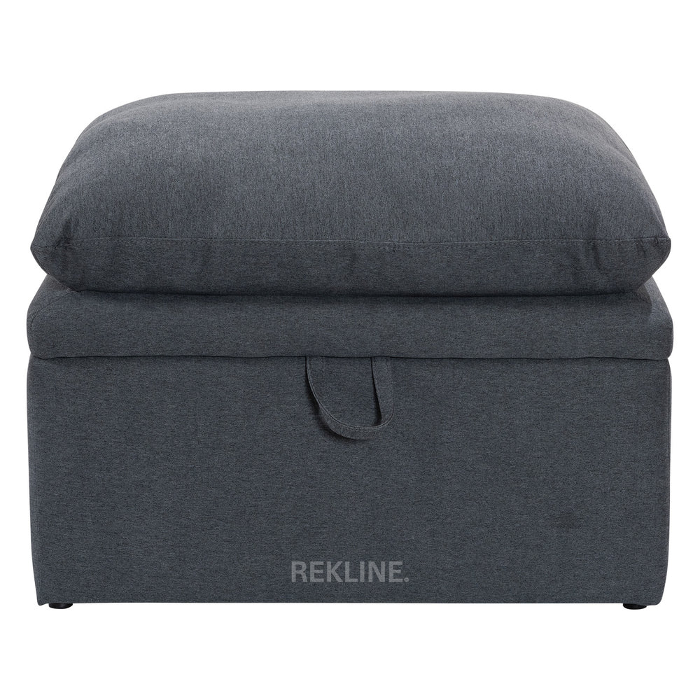 Large Grey Fabric Footstool | Padded Storage Ottoman for Sofa | 55cm H x 52cm W x 73cm L - Square  | Bari by REKLINE