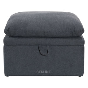 Large Grey Fabric Footstool | Padded Storage Ottoman for Sofa | 55cm H x 52cm W x 73cm L - Square  | Bari by REKLINE