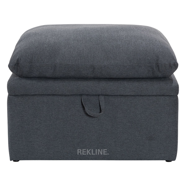 Large Grey Fabric Footstool | Padded Storage Ottoman for Sofa | 55cm H x 52cm W x 73cm L - Square  | Bari by REKLINE