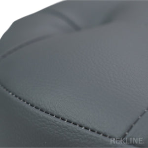 Small Round Grey Leather Pouffe Footstool for Sofa | 38cm H x 35cm W | Vaneto Stool by REKLINE