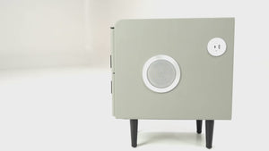 Narrow 2 Drawer Bedside Table With Lights LED & Fingerprint Lock | Table Glass Top with Built-in Wireless Charger & BT Speakers | Modern Nightstand + USBc | Phoenix