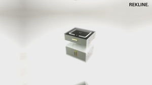 Small Grey 2 Drawer Bedside Table With Lights LED | PIN Locked Drawer | Square Table Glass Top & Built-in Wireless Charger | Bluetooth Modern Nightstand + USBc + Speakers  | Chicago