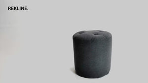 Small Round Grey Fabric Pouffe Footstool for Sofa | 38cm H x 35cm W | Vaneto Stool by REKLINE