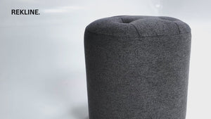 Large Round Tweed Grey Fabric Pouffe Footstool for Sofa | 41cm H x 38cm W | Vaneto Stool by REKLINE