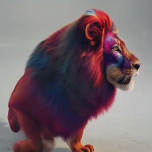 Lion Wall Art | Colourful LED Canvas with Gold or Black Frame | 100×150 cm Designed for Contemporary Interiors | By REKLINE