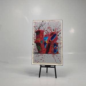 Love Wall Art Graffiti | 100×150 cm LED Street Art Canvas in Gold Frame | Explosive Colour Meets Urban Emotion | By REKLINE