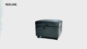 Large Grey Leather Footstool | Storage Ottoman for Sofa | 49cm H x 58cm W x 66cm L - Square | Ravenna by REKLINE