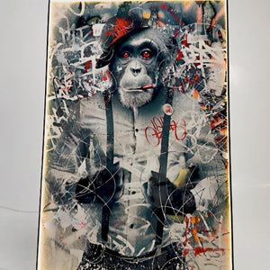 Graffiti Art Prints | LED Monkey Canvas in Gold or Black Frame | 100×150 cm Framed Urban Wall Decor | By REKLINE
