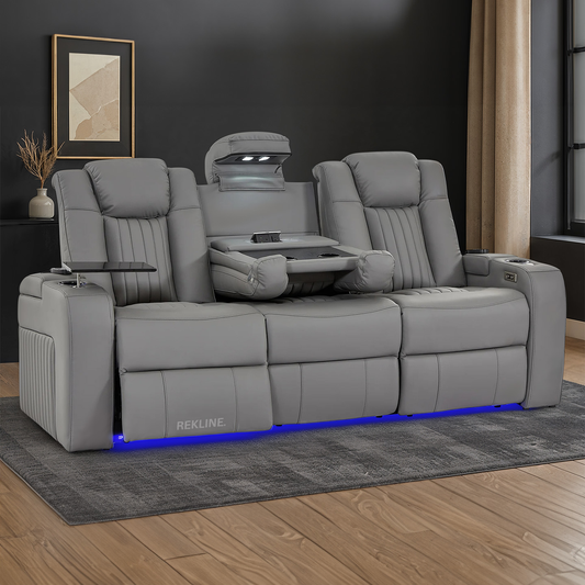 Grey Leather Sofas