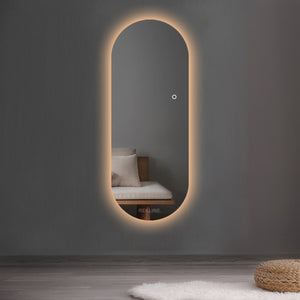 Frameless Full Length Mirror | Three-Colour Aluminium Alloy Lamp Trough & PC Shade | 70×180 cm | Washington Glow Mirror By REKLINE