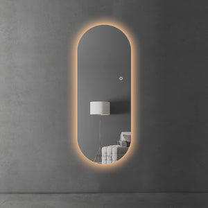 Frameless Full Length Mirror | Three-Colour Aluminium Alloy Lamp Trough & PC Shade | 70×180 cm | Washington Glow Mirror By REKLINE