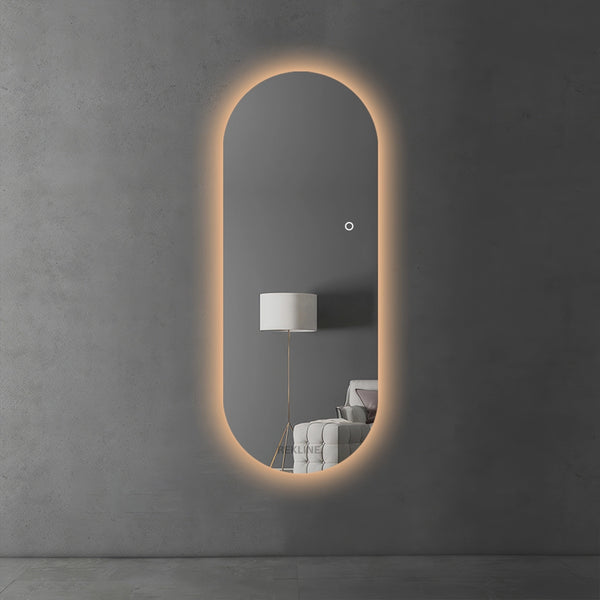 Frameless Full Length Mirror | Three-Colour Aluminium Alloy Lamp Trough & PC Shade | 70×180 cm | Washington Glow Mirror By REKLINE