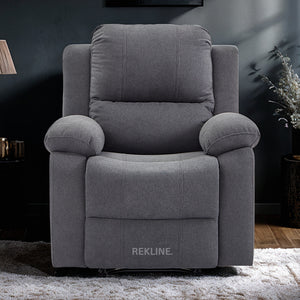 Grey Fabric Recliner Chair | Manual Reclining Armchair | Space-Saving Wall Hugger | Trento 1 Seater Sofa by REKLINE