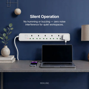 6 Socket Extension Lead With Safety Switch & Indicator Light | 13 Amp | 2m Cable Length | Wall Mount Design | by REKLINE
