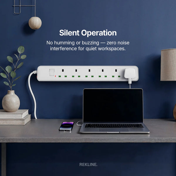 6 Socket Extension Lead With Safety Switch & Indicator Light | 13 Amp | 2m Cable Length | Wall Mount Design | by REKLINE