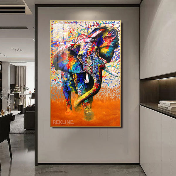 Large Elephant Canvas Wall Art | Illuminated, Premium Alloy Frame | 100 × 150 cm | Rekline