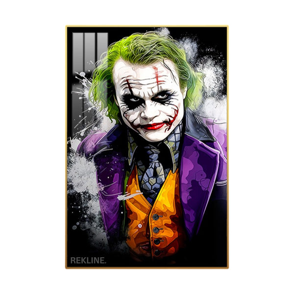 The Joker LED Wall Art | Modern LED Canvas with Glow Frame in Black Or Gold | Rekline