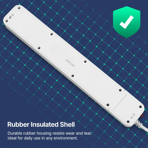 6 Socket Extension Lead With Safety Switch & Indicator Light | 13 Amp | 2m Cable Length | Wall Mount Design | by REKLINE