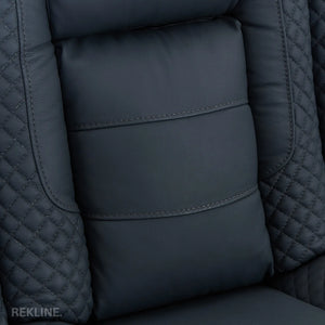 Home Cinema Chair in Blue Real Leather | Luxury for Gaming & Movie Theatre Seating | Electric Recliner with 8-Point Massage, Heated Seats & Power Headrests | Napoli by REKLINE