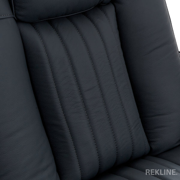 Home Cinema Chair in Blue Leather | Luxury for Gaming & Movie Theatre Seating | Power Recliner Chair with 8-Point Massage & Power Headrest | Capri by REKLINE