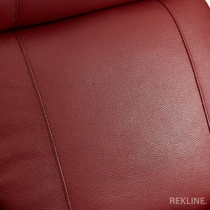 Home Cinema Chair in Red Real Leather | Luxury Movie Theatre Seating | Electric Recliner with Padded Headrest & Lumbar Support | Rimini by REKLINE