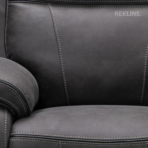 Electric Recliner Armchair in Grey Fabric | Modern Home Cinema Chair with Power Headrest | High-Back + Padded Lumbar + USB | Vinson by REKLINE