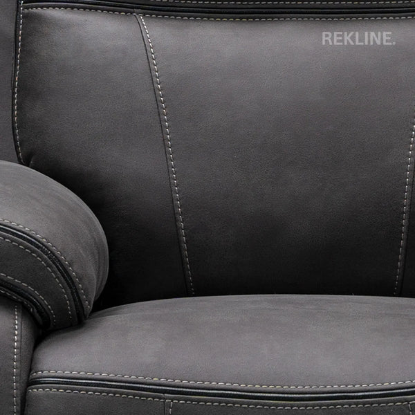 Electric Recliner Armchair in Grey Fabric | Modern Home Cinema Chair with Power Headrest | High-Back + Padded Lumbar + USB | Vinson by REKLINE
