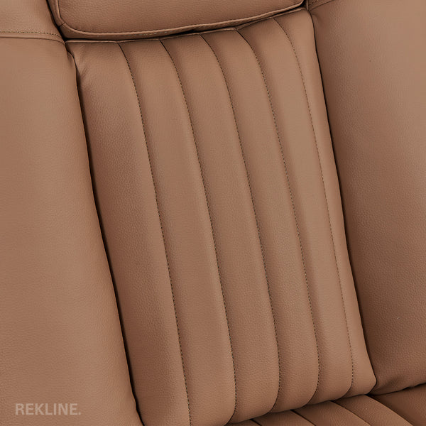 Home Cinema Chair in Tan Real Leather | Luxury for Gaming & Movie Theatre Seating | Electric Recliner with 8-Point Massage & Power Headrest | Capri by REKLINE