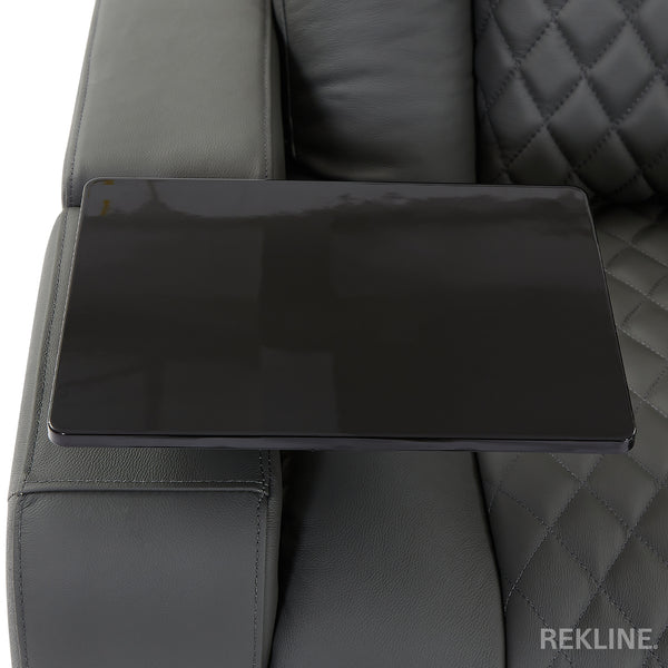 Home Cinema Chair in Grey Real Leather | Luxury for Gaming & Movie Theatre Seating | Electric Recliner with Power Headrest & Automatic Lumbar Support | Milano by REKLINE