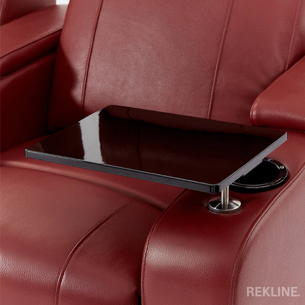 Home Cinema Chair in Red Real Leather | Luxury Movie Theatre Seating | Electric Recliner with Padded Headrest & Lumbar Support | Rimini by REKLINE