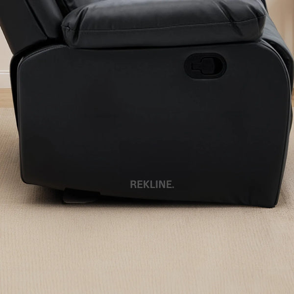 Black Leather Recliner Chair | Manual Reclining Armchair | Space-Saving Wall Hugger | Trento 1 Seater Sofa by REKLINE