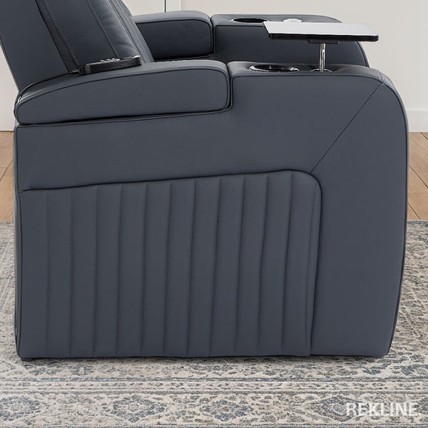 Home Cinema Chair in Blue Leather | Luxury for Gaming & Movie Theatre Seating | Power Recliner Chair with 8-Point Massage & Power Headrest | Capri by REKLINE