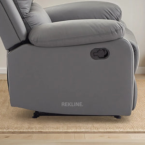 Grey Leather Recliner Chair | Manual Reclining Armchair | Space-Saving Wall Hugger | Trento 1 Seater Sofa by REKLINE