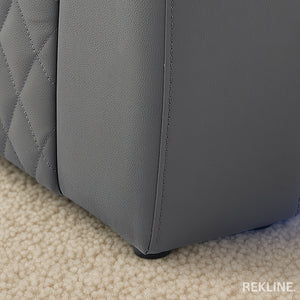 Home Cinema Chair in Grey Real Leather | Luxury for Gaming & Movie Theatre Seating | Electric Recliner with Power Headrest & Automatic Lumbar Support | Milano by REKLINE