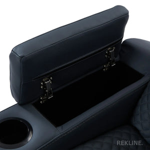 Home Cinema Chair in Blue Real Leather | Luxury for Gaming & Movie Theatre Seating | Electric Recliner with 8-Point Massage, Heated Seats & Power Headrests | Napoli by REKLINE