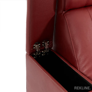 Home Cinema Chair in Red Real Leather | Luxury Movie Theatre Seating | Electric Recliner with Padded Headrest & Lumbar Support | Rimini by REKLINE