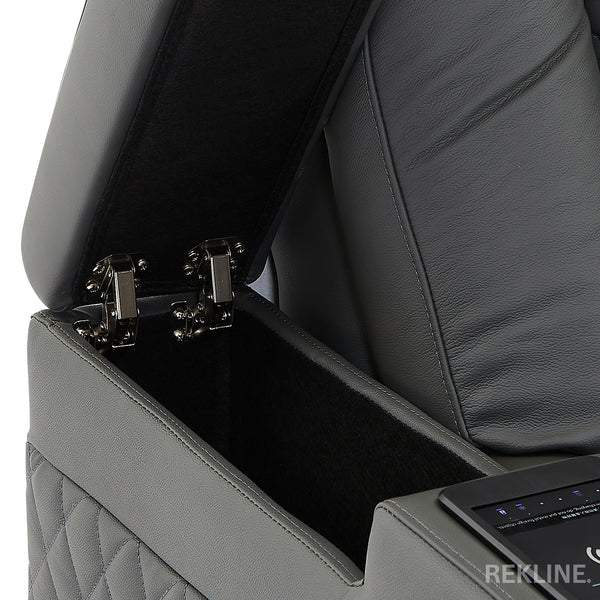 Home Cinema Chair in Grey Real Leather | Luxury for Gaming & Movie Theatre Seating | Electric Recliner with Power Headrest & Automatic Lumbar Support | Milano by REKLINE