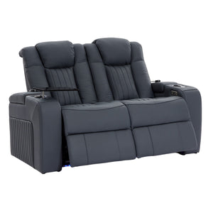 Home Cinema Chair in Blue Leather | Luxury for Gaming & Movie Theatre Seating | Power Recliner Chair with 8-Point Massage & Power Headrest | Capri by REKLINE
