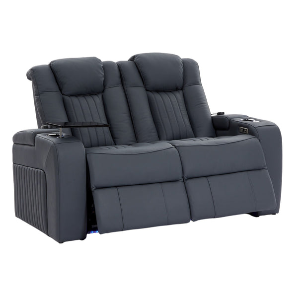 Home Cinema Chair in Blue Leather | Luxury for Gaming & Movie Theatre Seating | Power Recliner Chair with 8-Point Massage & Power Headrest | Capri by REKLINE