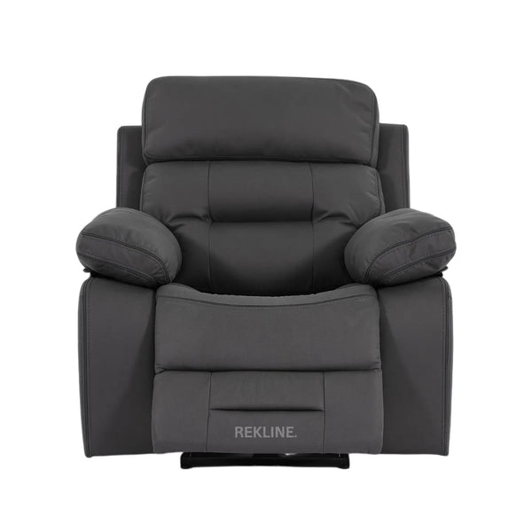 Electric Recliner Armchair in Grey Fabric | Movie & Home Cinema Chair with 8-Point Massage & Power Headrest | High-Back + Padded Lumbar | Sicily by REKLINE