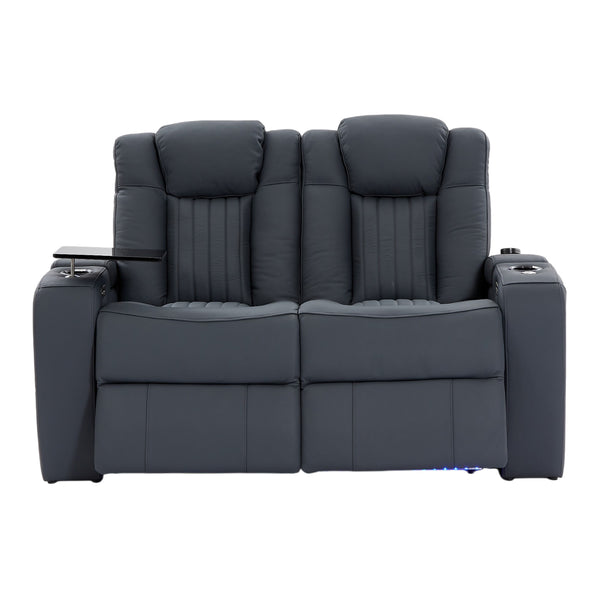 Home Cinema Chair in Blue Leather | Luxury for Gaming & Movie Theatre Seating | Power Recliner Chair with 8-Point Massage & Power Headrest | Capri by REKLINE