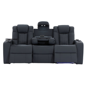 Home Cinema Chair in Blue Leather | Luxury for Gaming & Movie Theatre Seating | Power Recliner Chair with 8-Point Massage & Power Headrest | Capri by REKLINE