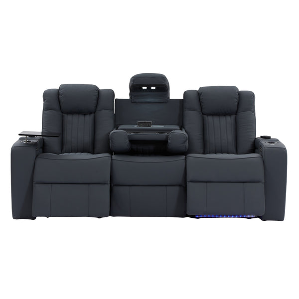 Home Cinema Chair in Blue Leather | Luxury for Gaming & Movie Theatre Seating | Power Recliner Chair with 8-Point Massage & Power Headrest | Capri by REKLINE