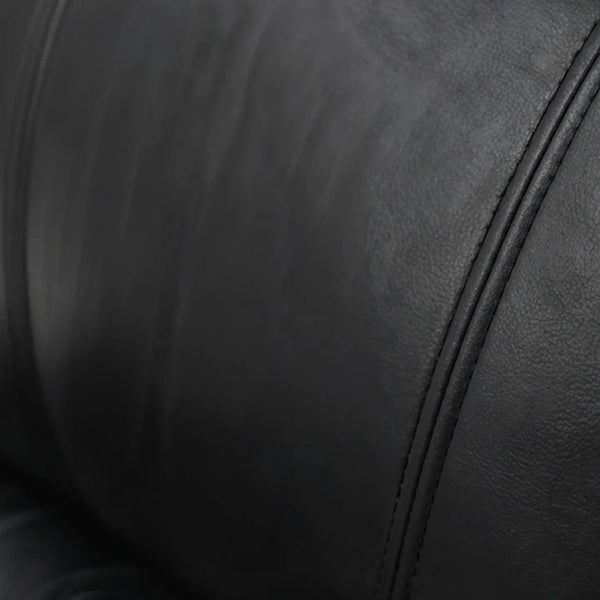Black Leather Recliner Chair | Manual Reclining Armchair | Space-Saving Wall Hugger | Trento 1 Seater Sofa by REKLINE