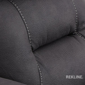 Electric Recliner Armchair in Grey Fabric | Movie & Home Cinema Chair with 8-Point Massage & Power Headrest | High-Back + Padded Lumbar | Florence by REKLINE
