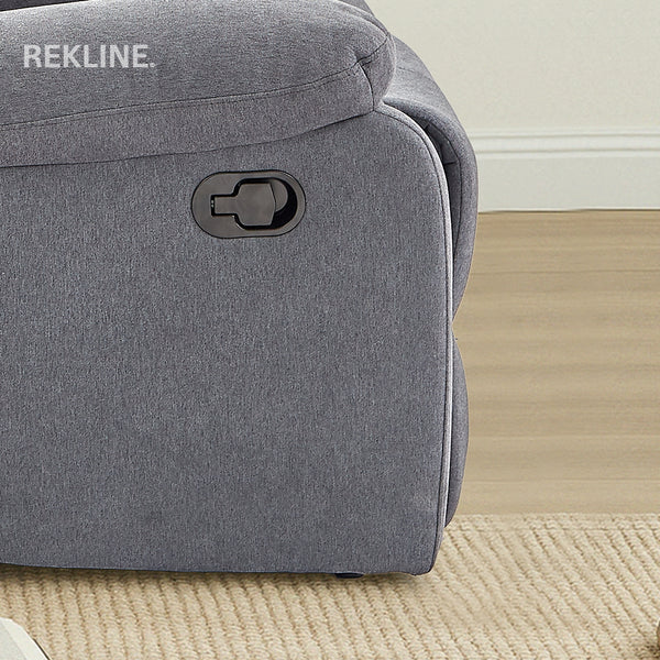 Grey Fabric Recliner Chair | Manual Reclining Armchair | Space-Saving Wall Hugger | Trento 1 Seater Sofa by REKLINE
