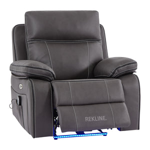 Electric Recliner Armchair in Grey Fabric | Movie & Home Cinema Chair with 8-Point Massage & Power Headrest | High-Back + Padded Lumbar | Vinsonova 1 Seater Sofa by REKLINE