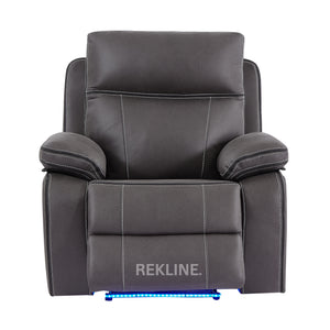Electric Recliner Armchair in Grey Fabric | Movie & Home Cinema Chair with 8-Point Massage & Power Headrest | High-Back + Padded Lumbar | Vinsonova 1 Seater Sofa by REKLINE