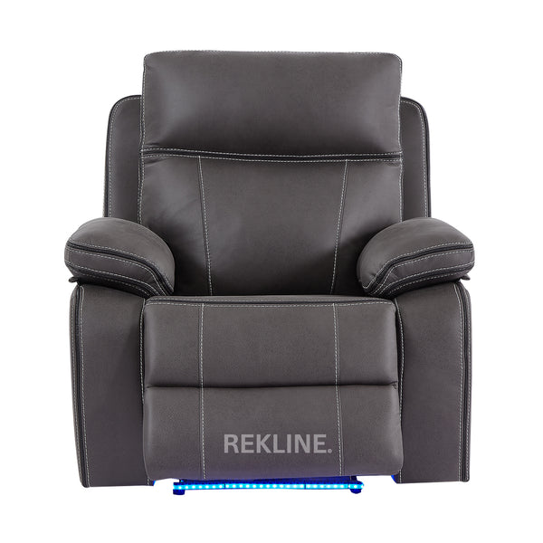 Electric Recliner Armchair in Grey Fabric | Movie & Home Cinema Chair with 8-Point Massage & Power Headrest | High-Back + Padded Lumbar | Vinsonova 1 Seater Sofa by REKLINE