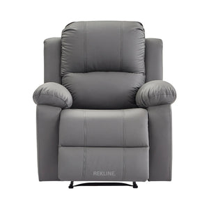 Grey Leather Recliner Chair | Manual Reclining Armchair | Space-Saving Wall Hugger | Trento 1 Seater Sofa by REKLINE